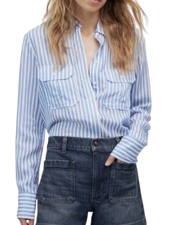 Madewell Tops - Madewell Stripe Utility Pocket Button-Up Shirt I Size: 14